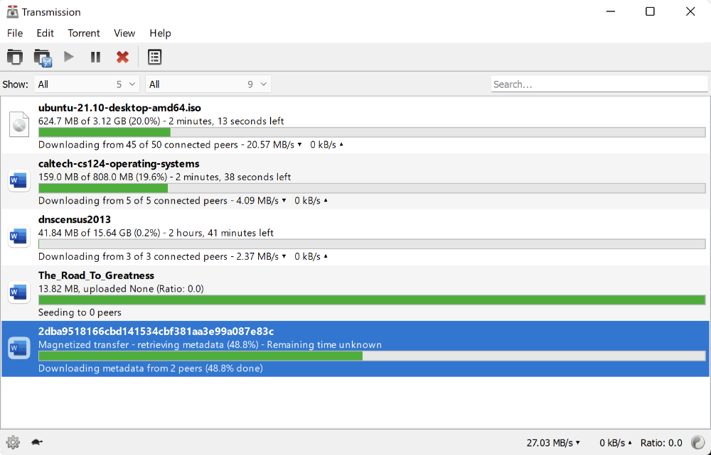 Transmission 4.1.3 Windows 客户端界面截图